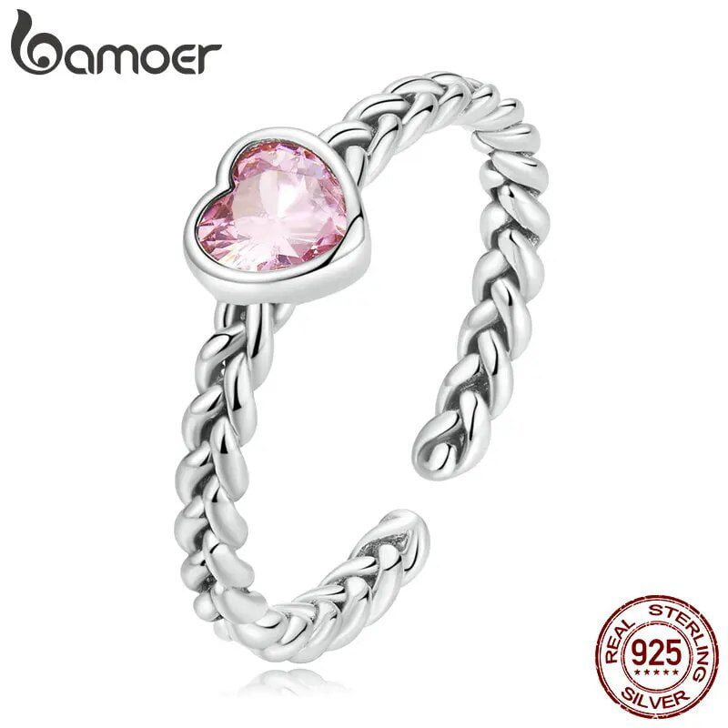 باموير 925 فضة مضفر الملمس الملتوية الخلود الفرقة تكويم خواتم غرامة مجوهرات